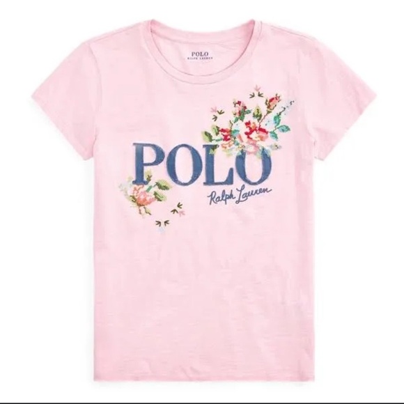 Polo Ralph Lauren Pink Cross Stitch Floral Short Sleeve Cotton Shirt Size Large - Picture 2 of 9